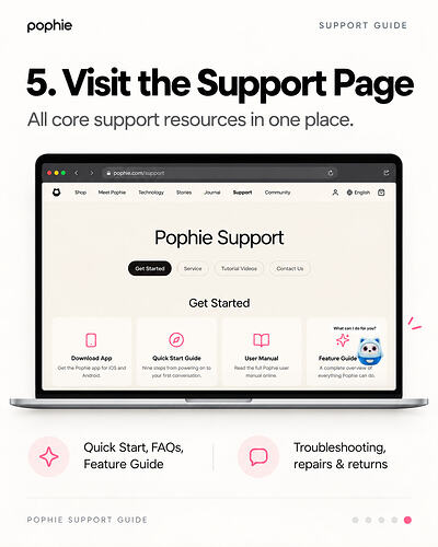 Visit the Pophie Support Page