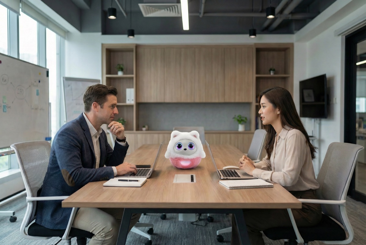 Pophie summarizing a meeting, showing speaker-identified notes